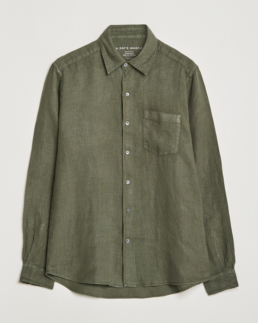 Herren | Hemden | A Day's March | Abu Linen Shirt Seaweed