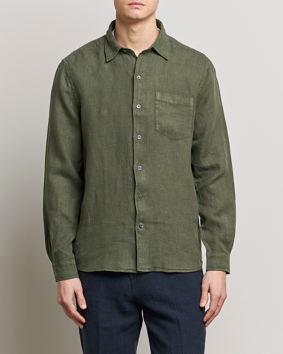 Herren | A Day's March | A Day's March | Abu Linen Shirt Seaweed
