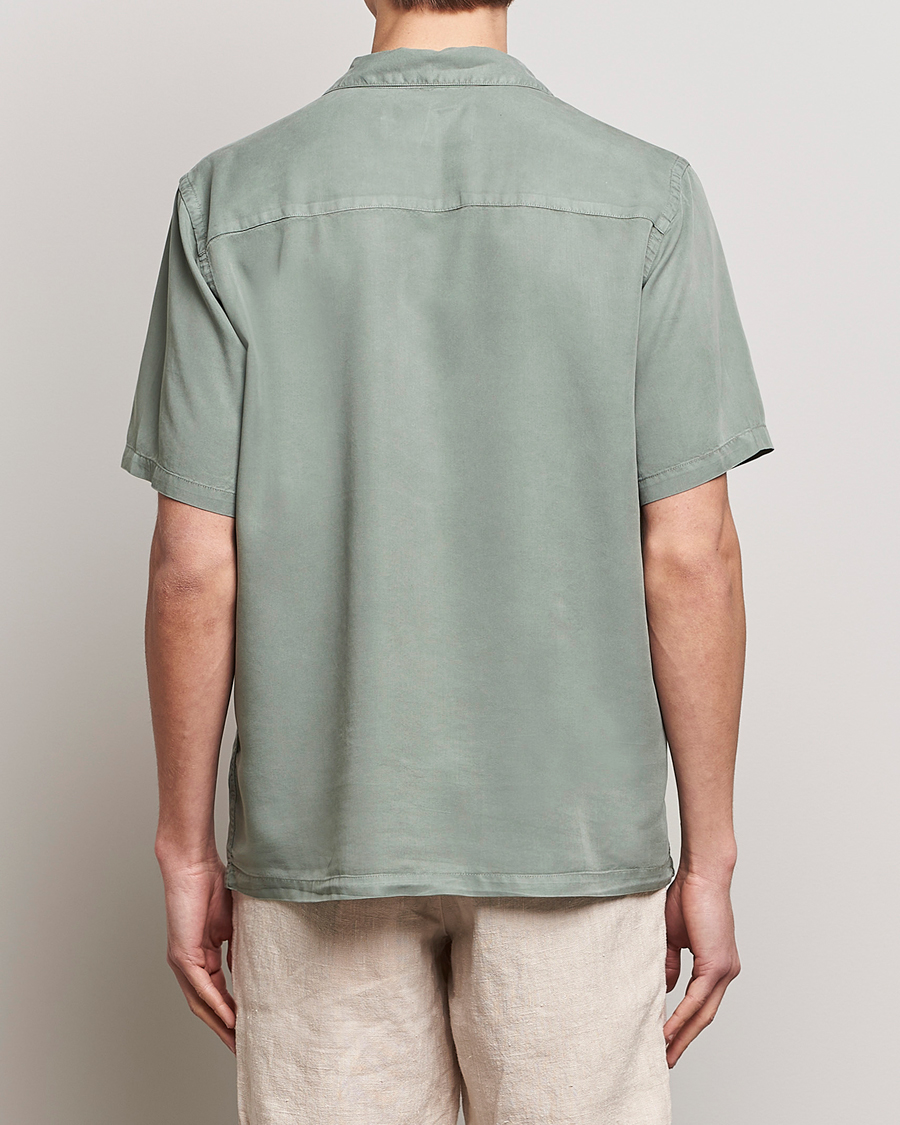 Herren | Hemden | A Day's March | Yamu Short Sleeve Tencel Shirt Dusty Green