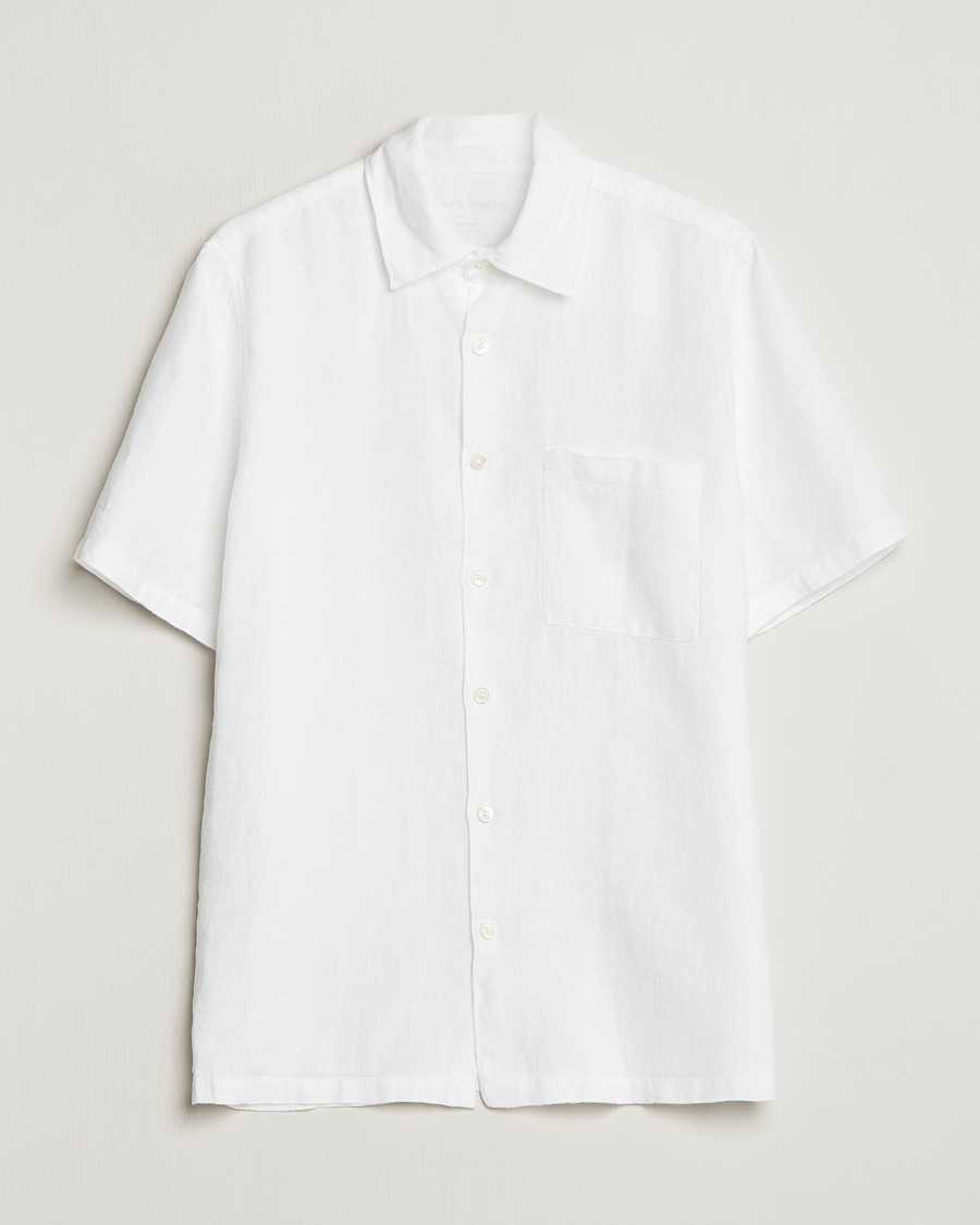 Herren | Hemden | A Day's March | Khito Short Sleeve Linen Shirt White