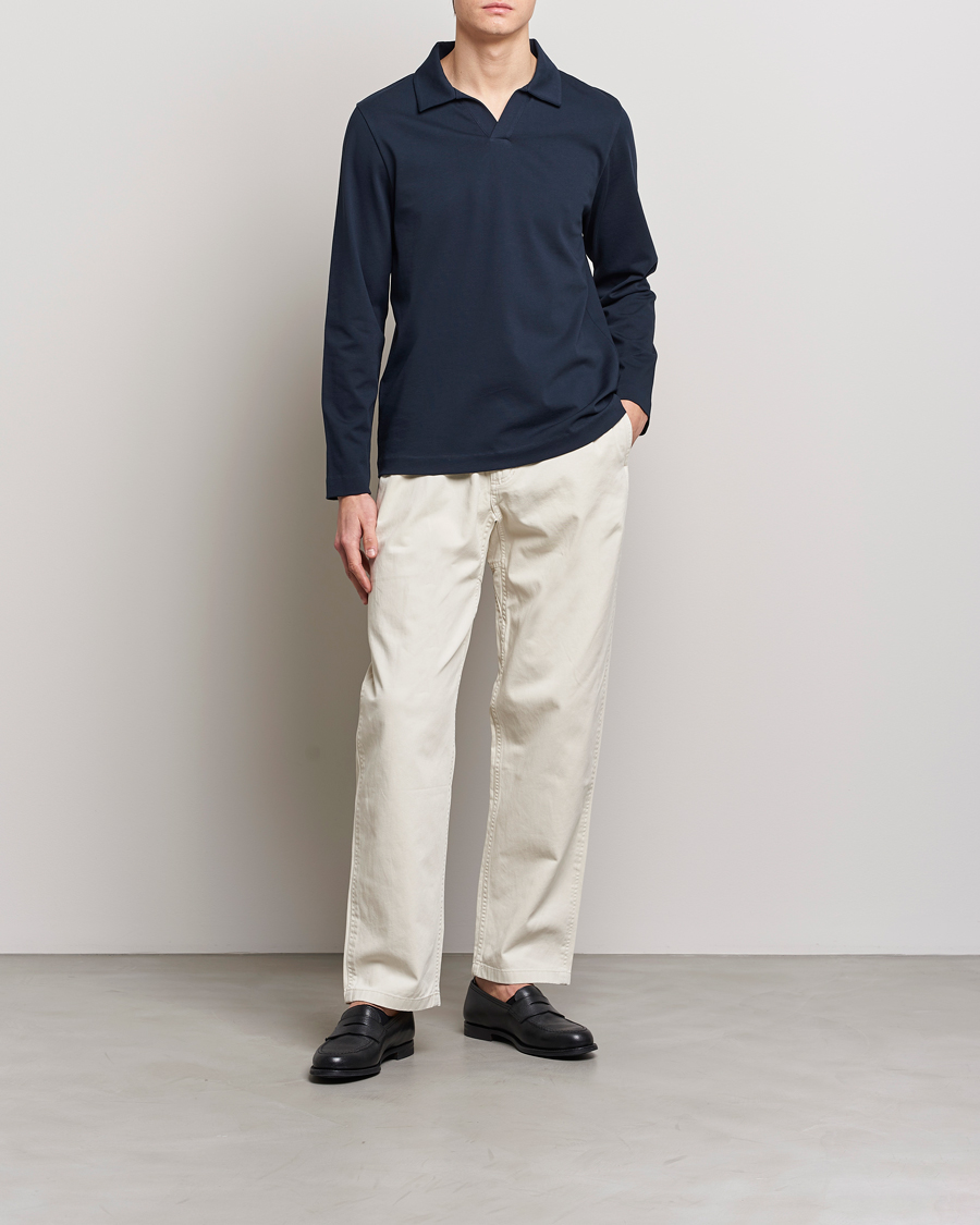 Herren | Pullover | A Day's March | Branford Long Sleeve Jersey Polo Navy