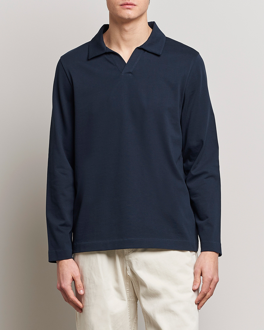 Herren | Pullover | A Day's March | Branford Long Sleeve Jersey Polo Navy