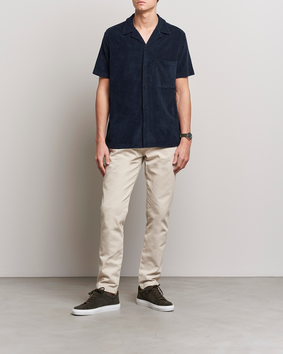 Herren | Hemden | A Day's March | Yamu Short Sleeve Terry Shirt Navy