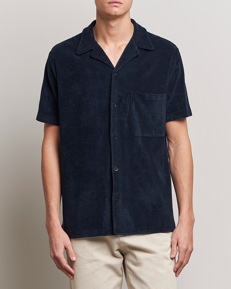 Herren | Hemden | A Day's March | Yamu Short Sleeve Terry Shirt Navy