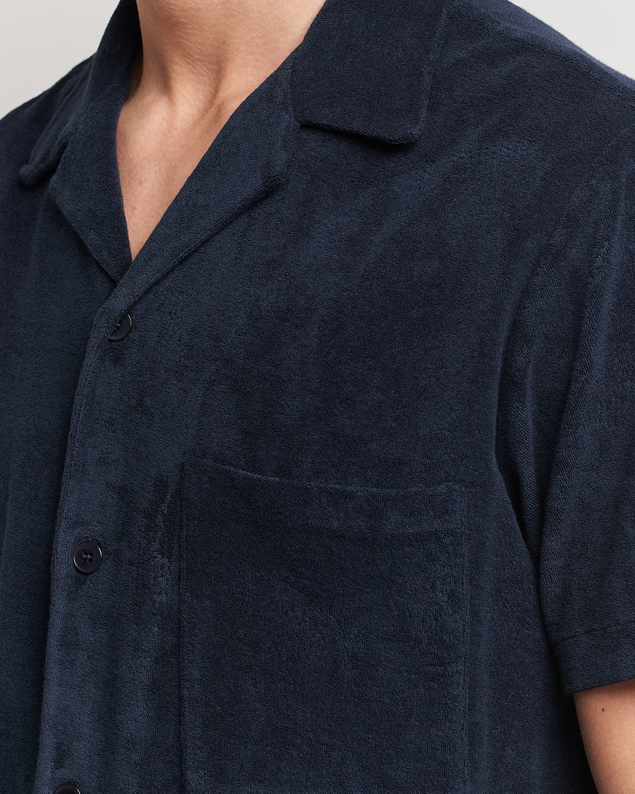 Herren | Hemden | A Day's March | Yamu Short Sleeve Terry Shirt Navy