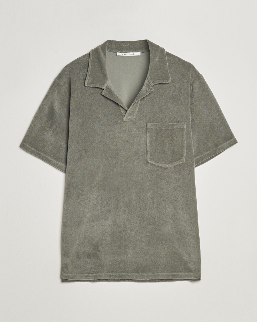Herren | Poloshirts | A Day's March | Terry Polo Dusty Green