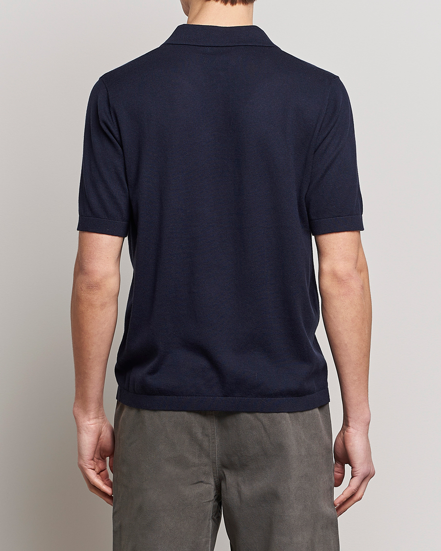 Herren | Poloshirts | A Day's March | Ebro Open Collar Cotton/Wool Navy