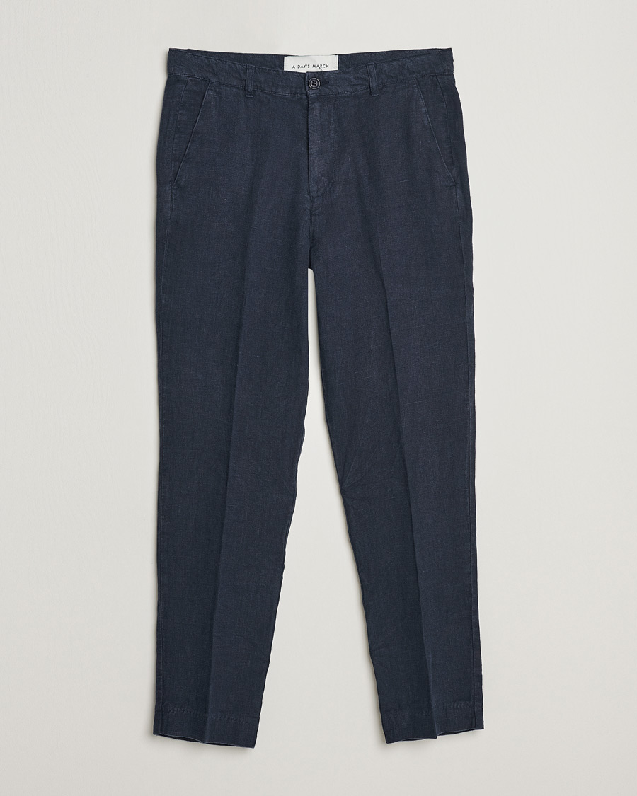 Herren | Hosen | A Day's March | Madu Linen Trouser Navy