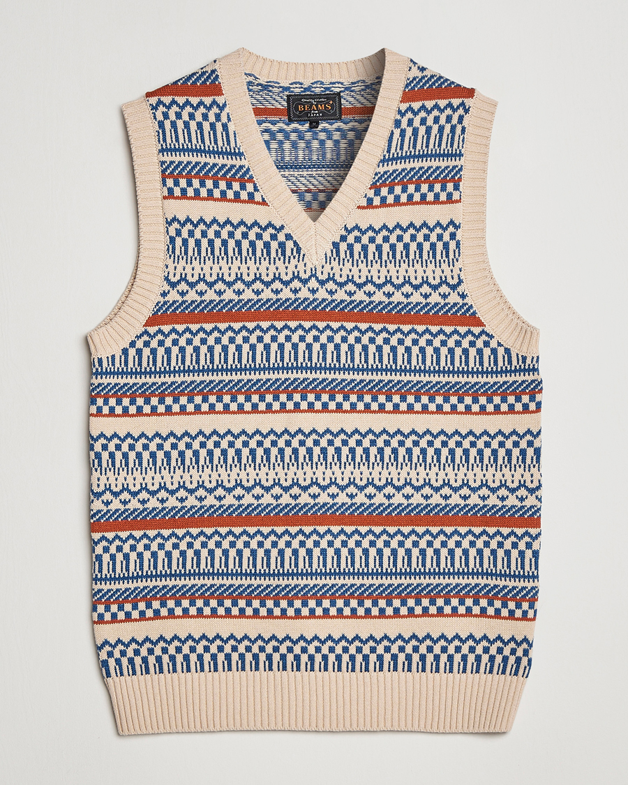 Herren | Pullover | BEAMS PLUS | Knit Fairisle Vest Natural