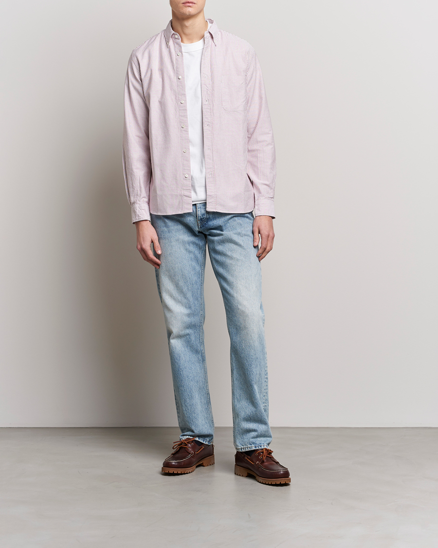 Herren | Hemden | BEAMS PLUS | Oxford Button Down Shirt Wine Stripe