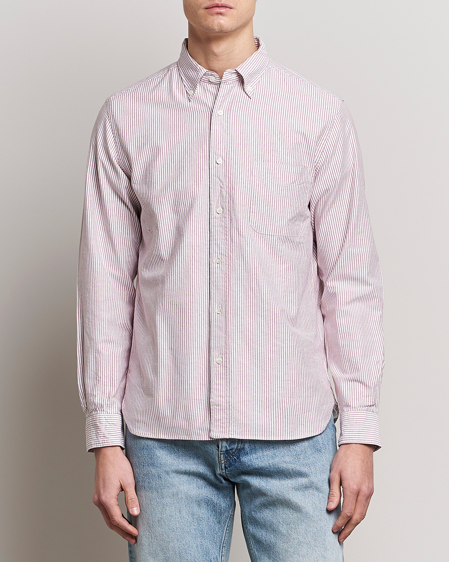 Herren | Hemden | BEAMS PLUS | Oxford Button Down Shirt Wine Stripe