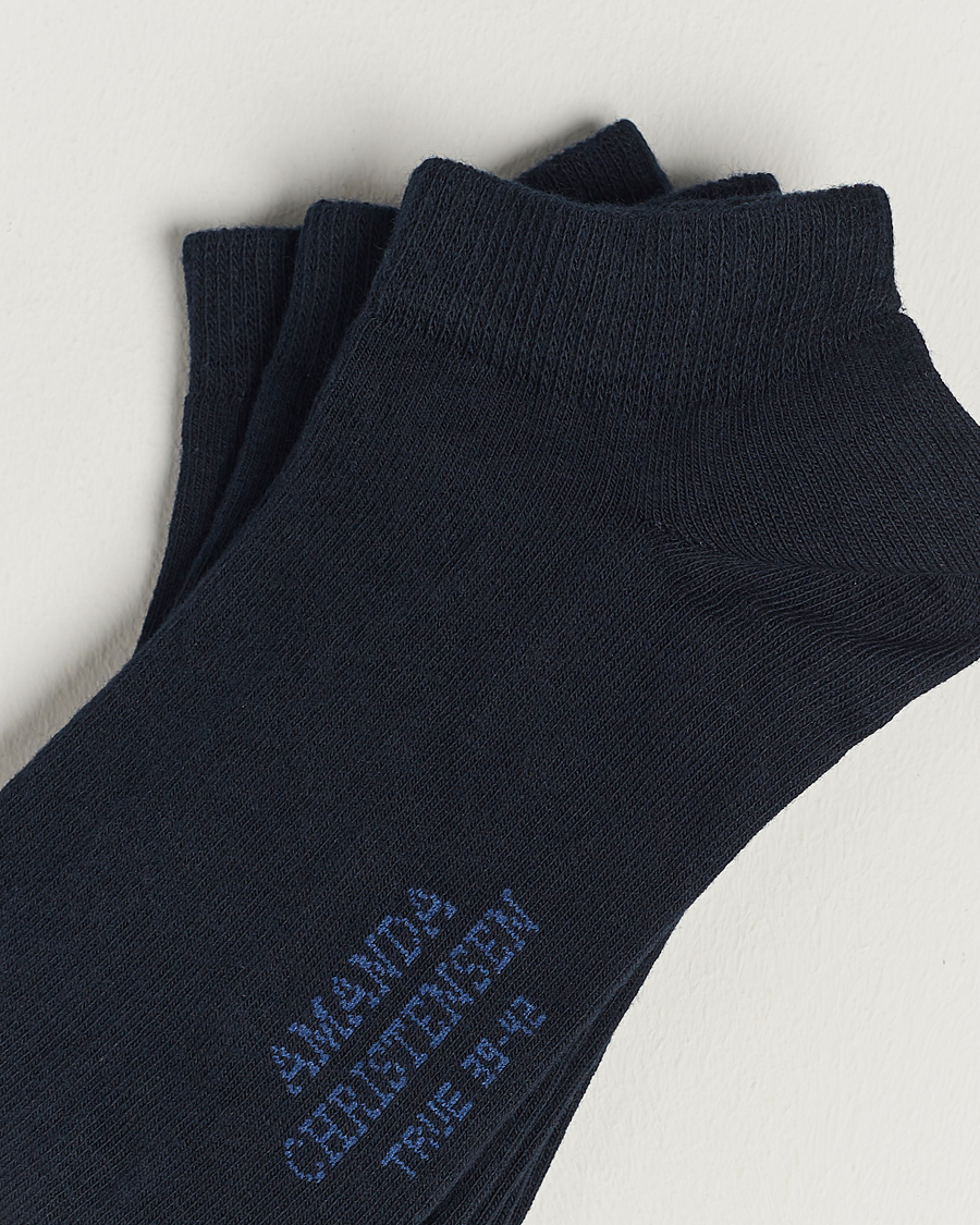 Herr | Amanda Christensen | Amanda Christensen | 3-Pack True Cotton Sneaker Socks Dark Navy