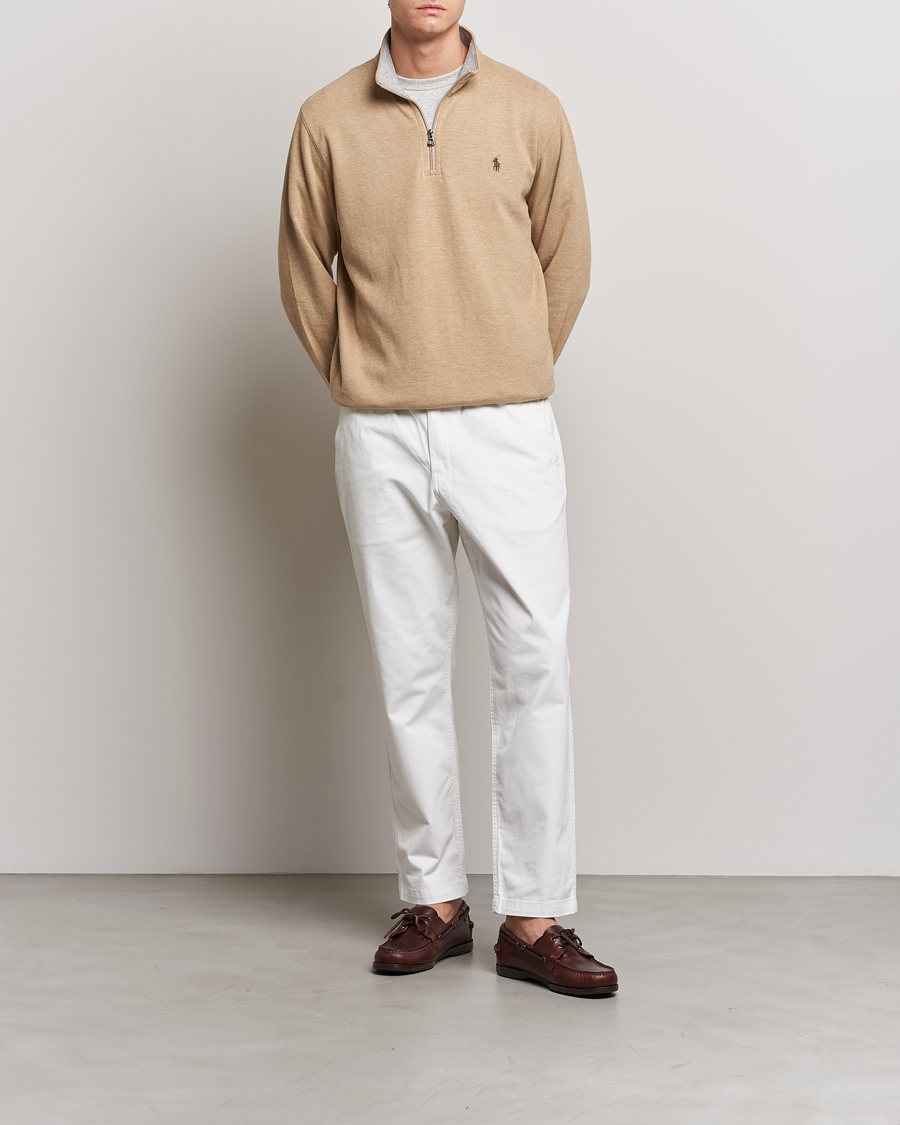 Herren | Pullover | Polo Ralph Lauren | Tech Double Knit Half Zip Luxury Tan Heather
