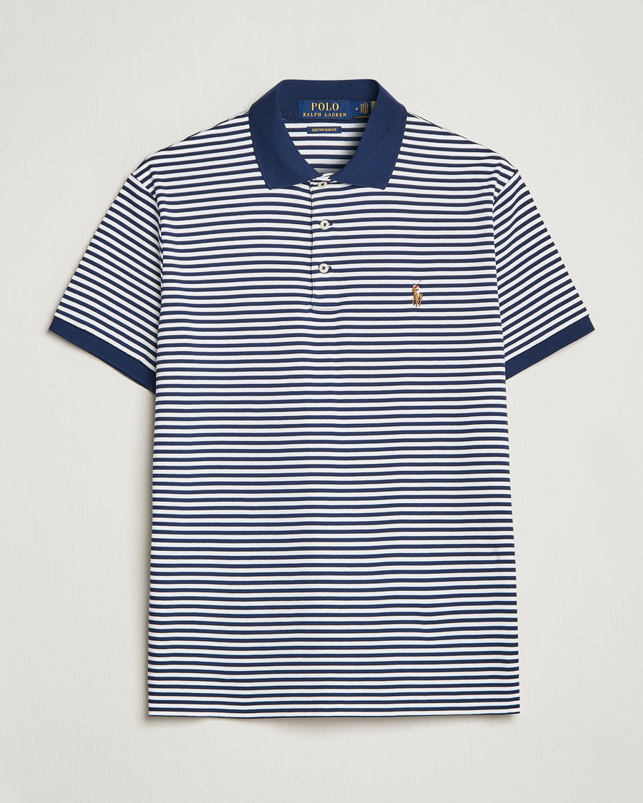 Herren | Poloshirts | Polo Ralph Lauren | Luxury Pima Cotton Striped Polo French Navy/White