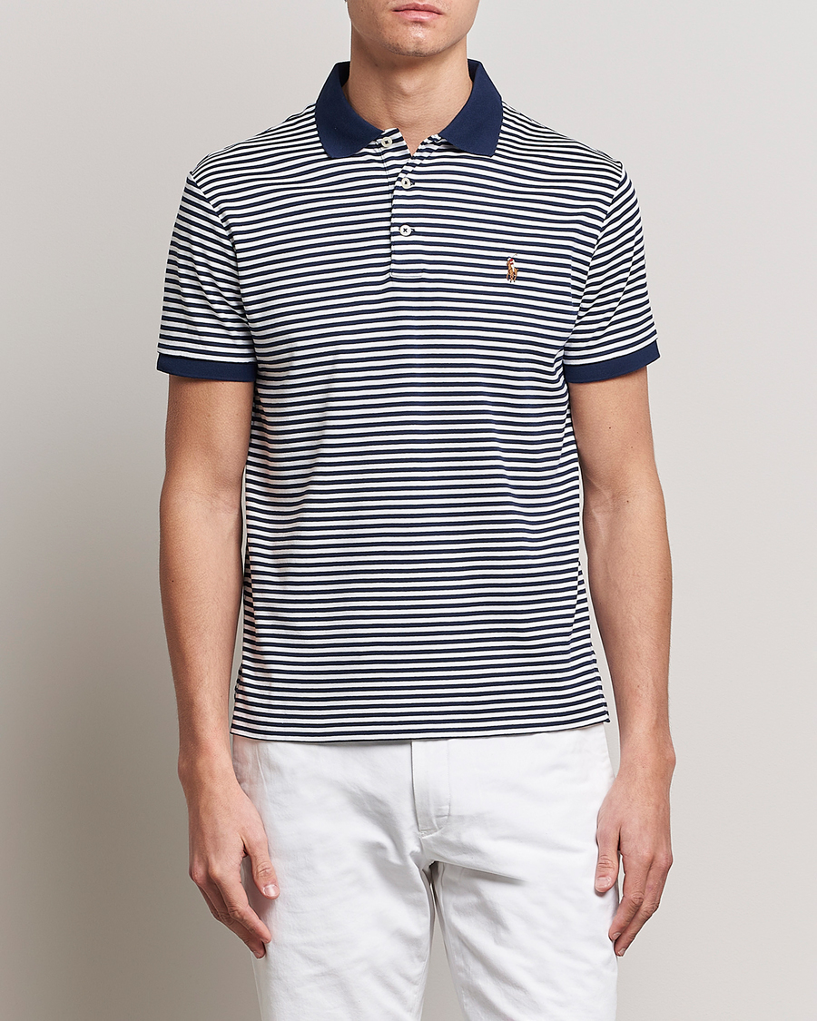 Herren | Poloshirts | Polo Ralph Lauren | Luxury Pima Cotton Striped Polo French Navy/White