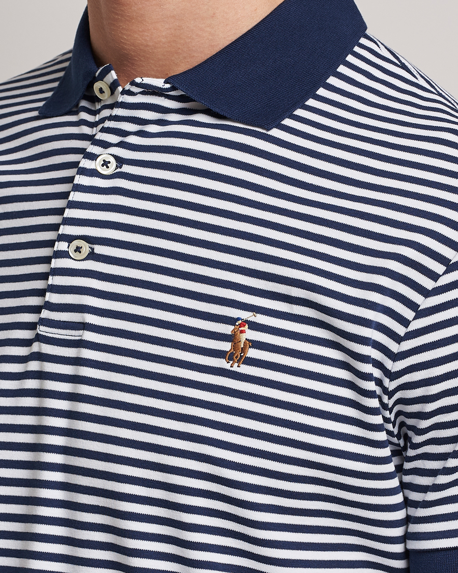 Herren | Poloshirts | Polo Ralph Lauren | Luxury Pima Cotton Striped Polo French Navy/White
