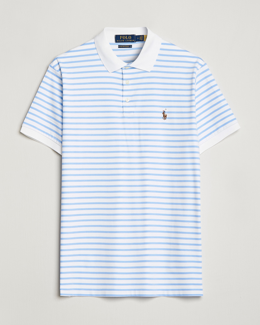 Herren | Poloshirts | Polo Ralph Lauren | Luxury Pima Cotton Striped Polo White/Austin Blue