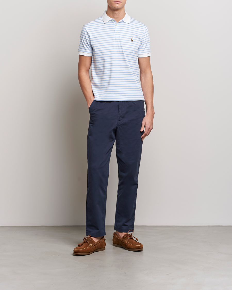 Herren | Poloshirts | Polo Ralph Lauren | Luxury Pima Cotton Striped Polo White/Austin Blue