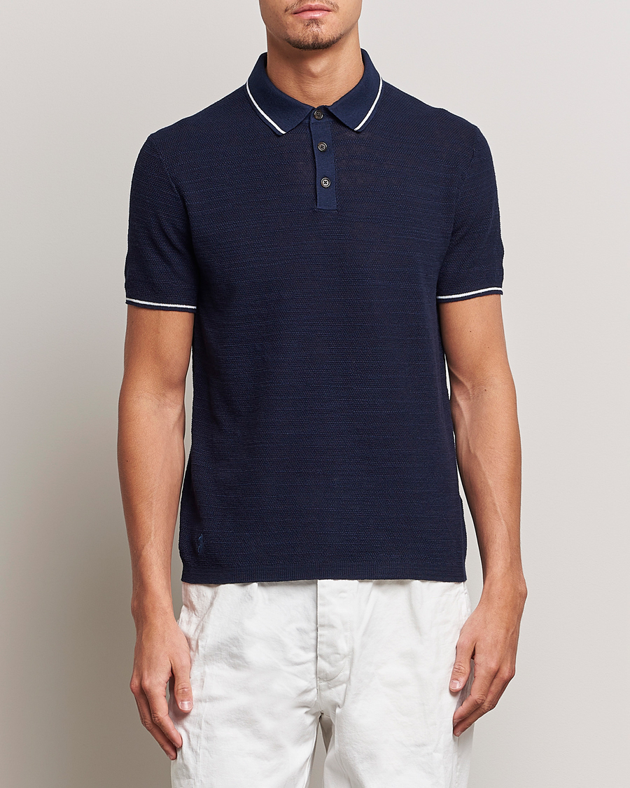 Herren | Poloshirts | Polo Ralph Lauren | Cotton/Linen Textured Polo Bright Navy