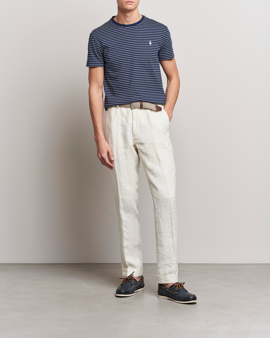 Herren | T-Shirts | Polo Ralph Lauren | Luxury Pima Cotton Striped T-shirt Navy/White