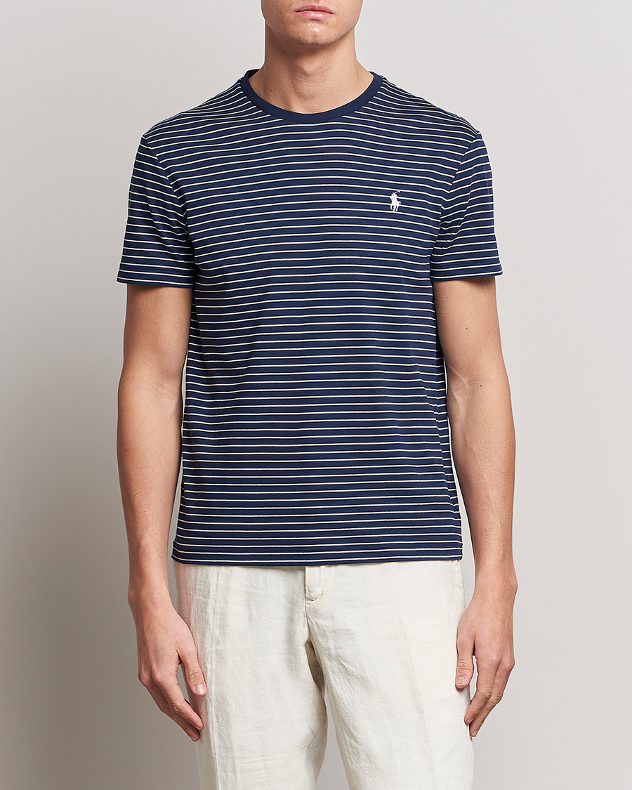 Herren | T-Shirts | Polo Ralph Lauren | Luxury Pima Cotton Striped T-shirt Navy/White