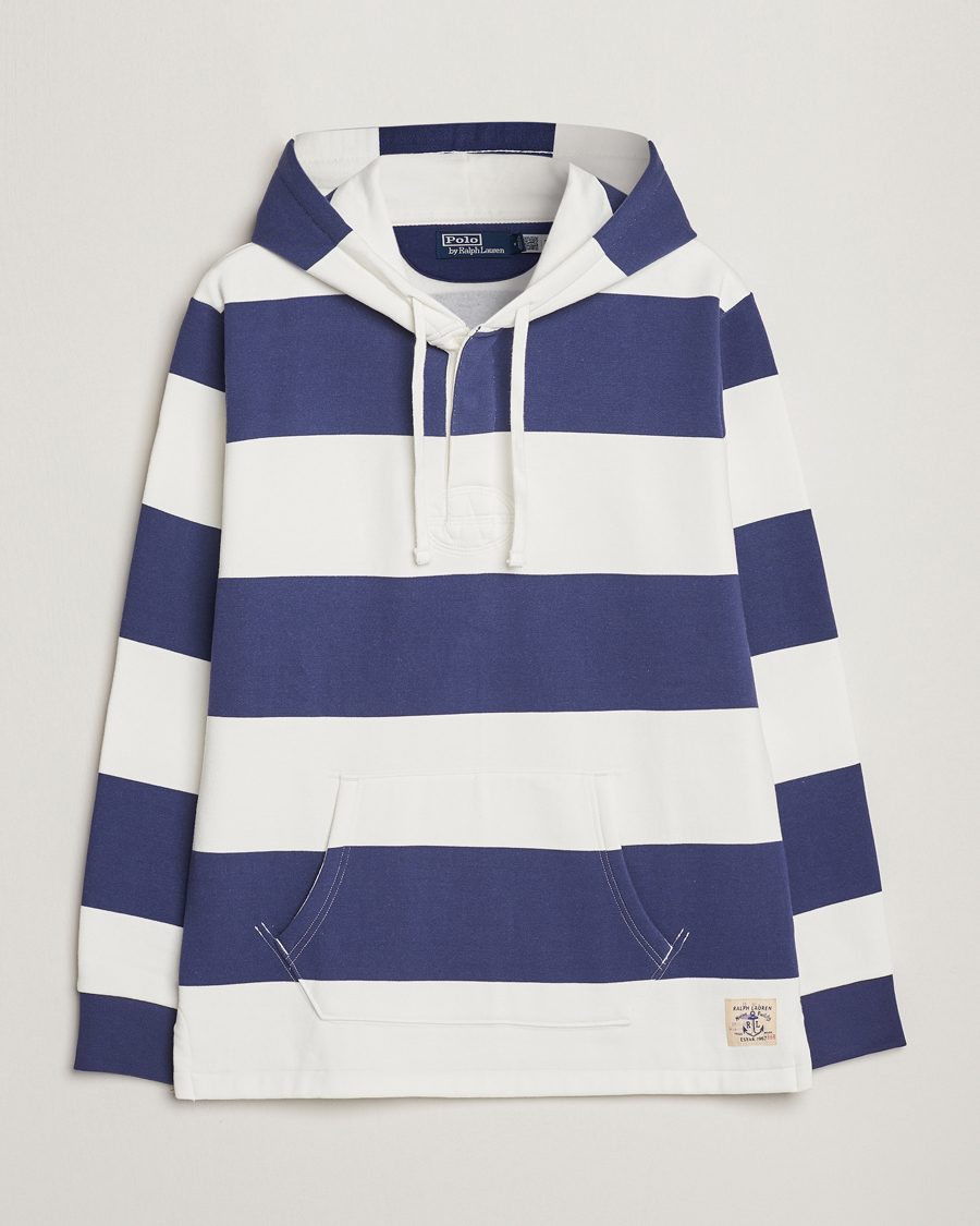 Herren | Pullover | Polo Ralph Lauren | Jersey Blockstriped Hoodie Boat Navy/White