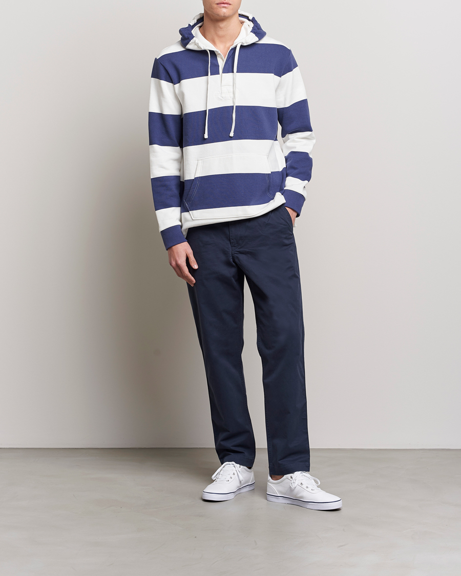 Herren | Pullover | Polo Ralph Lauren | Jersey Blockstriped Hoodie Boat Navy/White