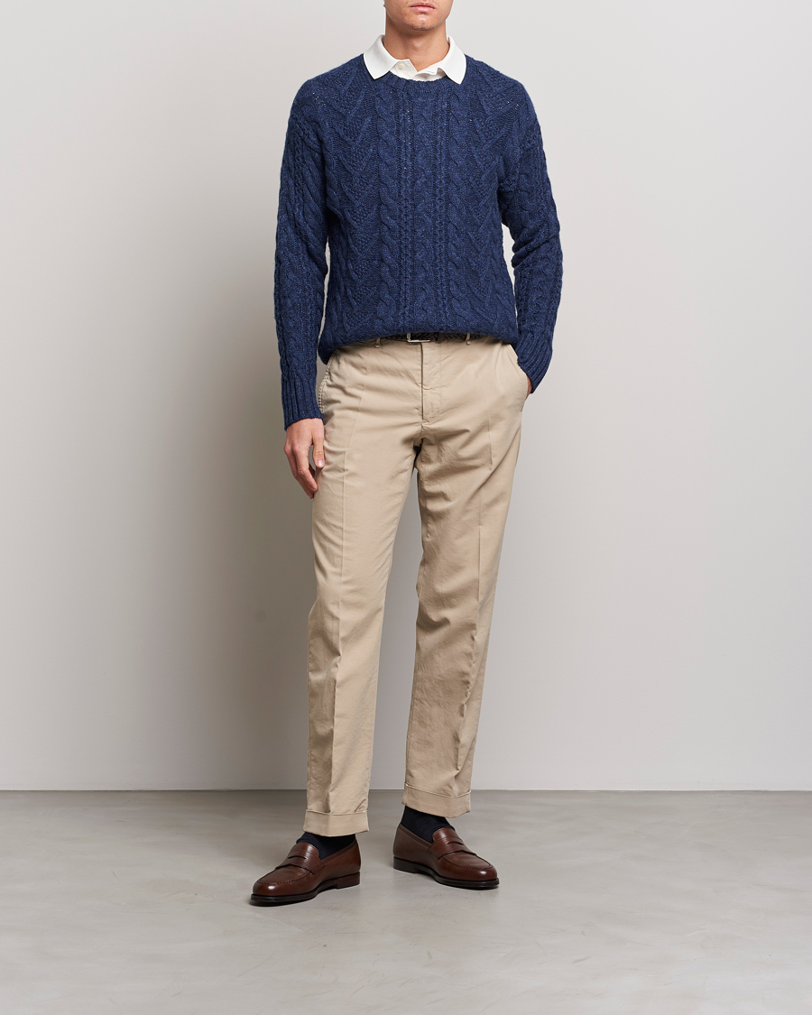 Herren | Pullover | Polo Ralph Lauren | Knitted Fishermen Sweater Mid Blue Heather