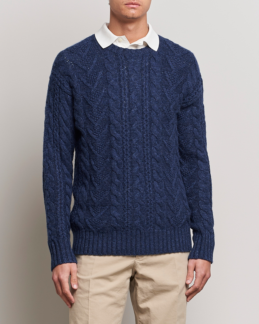 Herren | Pullover | Polo Ralph Lauren | Knitted Fishermen Sweater Mid Blue Heather