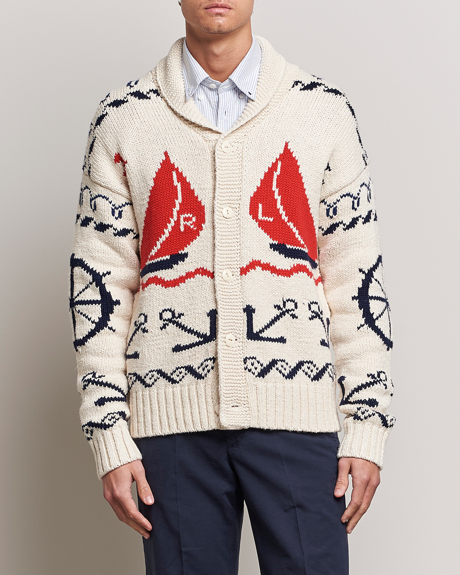 Herren | Pullover | Polo Ralph Lauren | Knitted Fishermen Shawl Collar Cardigan Cream