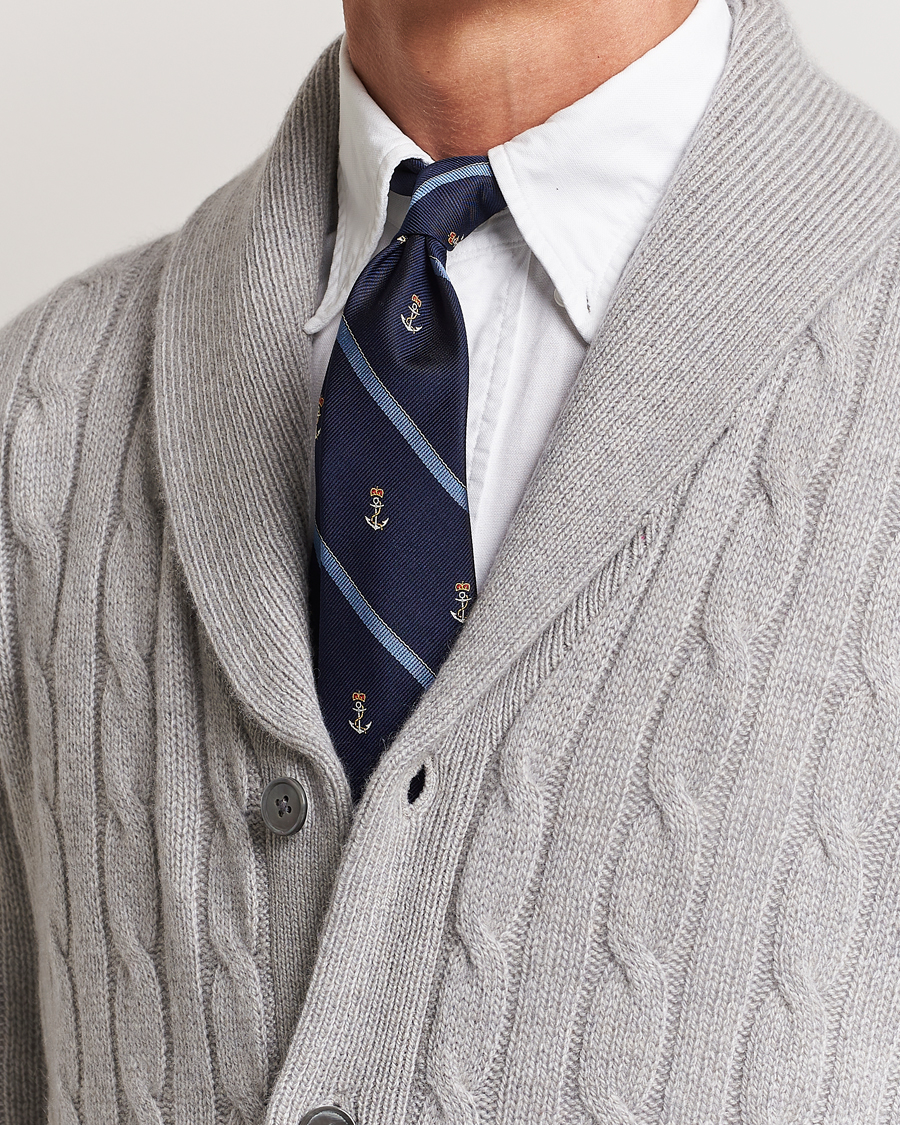 Herren | Polo Ralph Lauren Vintage Striped Anchor Tie Navy/Blue | Polo Ralph Lauren | Vintage Striped Anchor Tie Navy/Blue