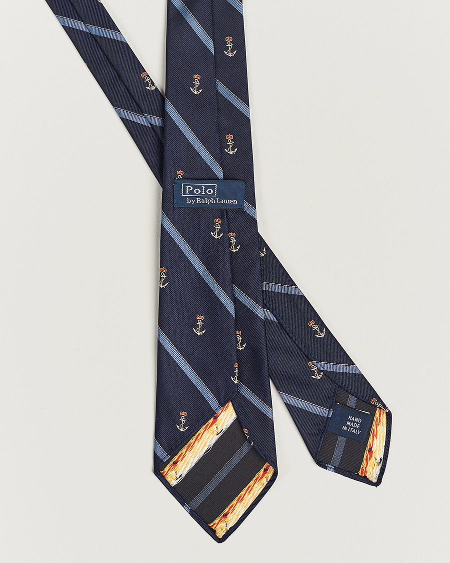 Herren | Polo Ralph Lauren Vintage Striped Anchor Tie Navy/Blue | Polo Ralph Lauren | Vintage Striped Anchor Tie Navy/Blue