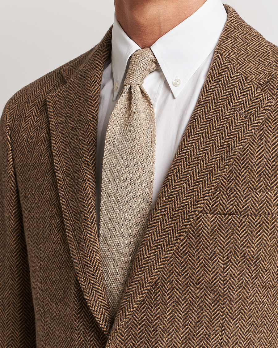 Herren | Polo Ralph Lauren Linen Knitted Tie Tan | Polo Ralph Lauren | Linen Knitted Tie Tan