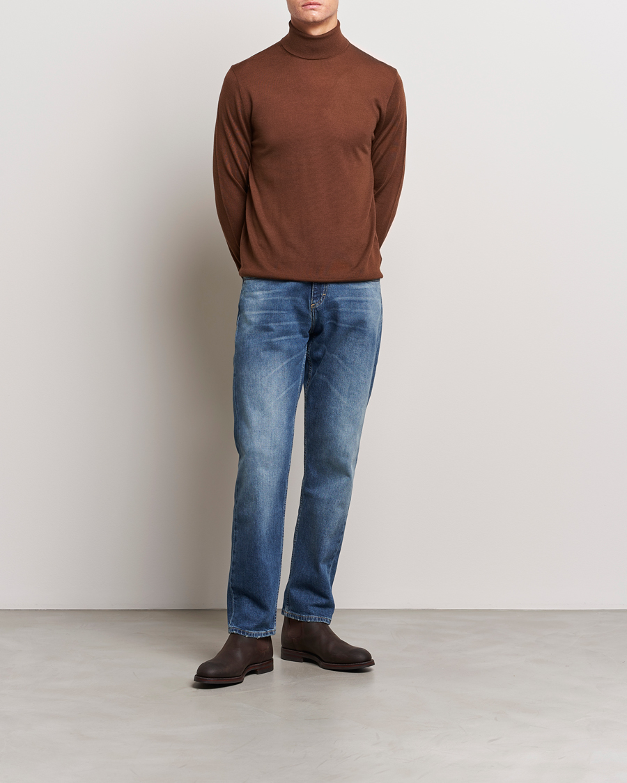 Herren | Pullover | Tiger of Sweden | Nevile Extra Fine Merino Polo Golden Copper