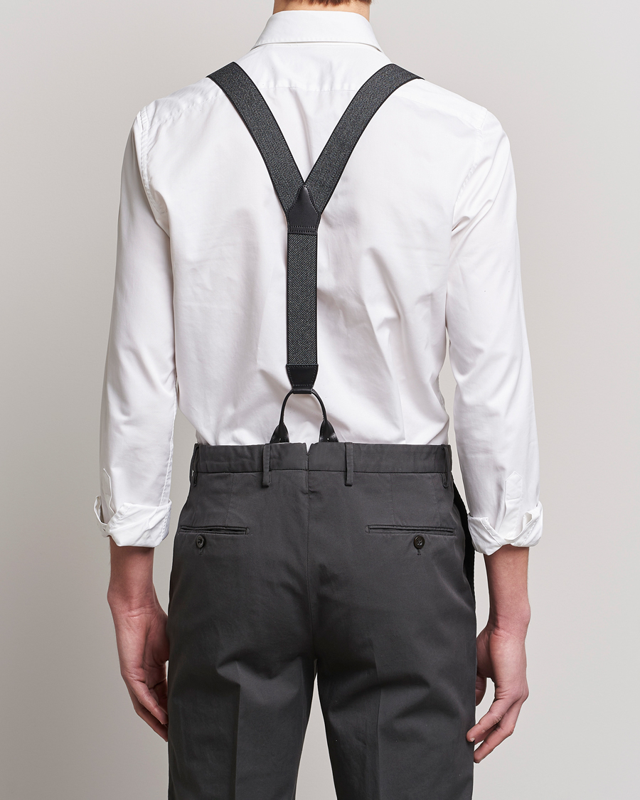 Herren | Albert Thurston Elastic Herringbone Braces 35mm Grey | Albert Thurston | Elastic Herringbone Braces 35mm Grey