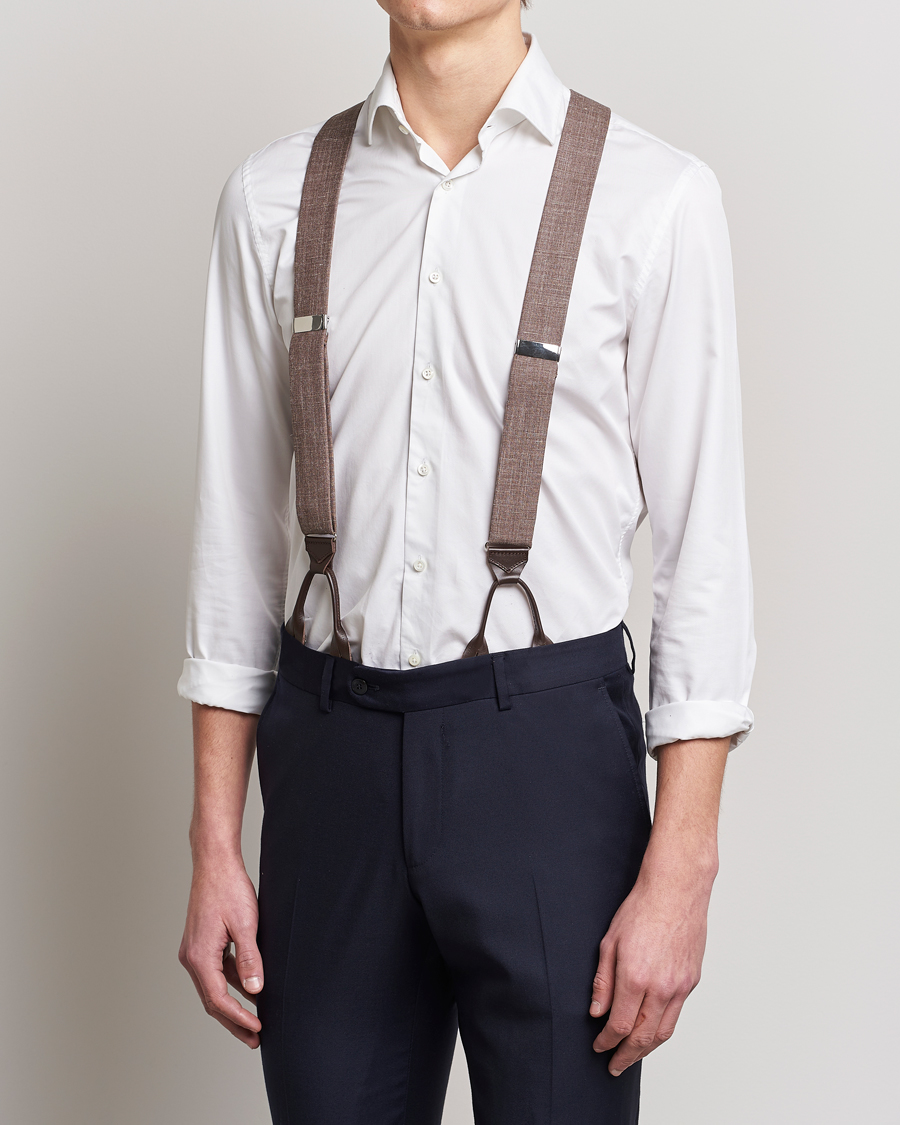 Herren | Albert Thurston Linen Braces Brown | Albert Thurston | Linen Braces Brown