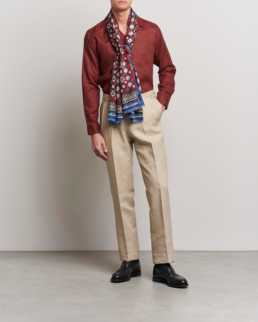 Herren | Hosen | Beams F | Pleated Linen Trousers Beige