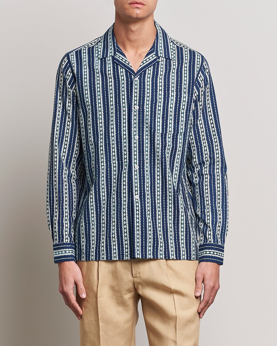Herren | Hemden | Beams F | Relaxed Cotton Shirt Blue Stripes
