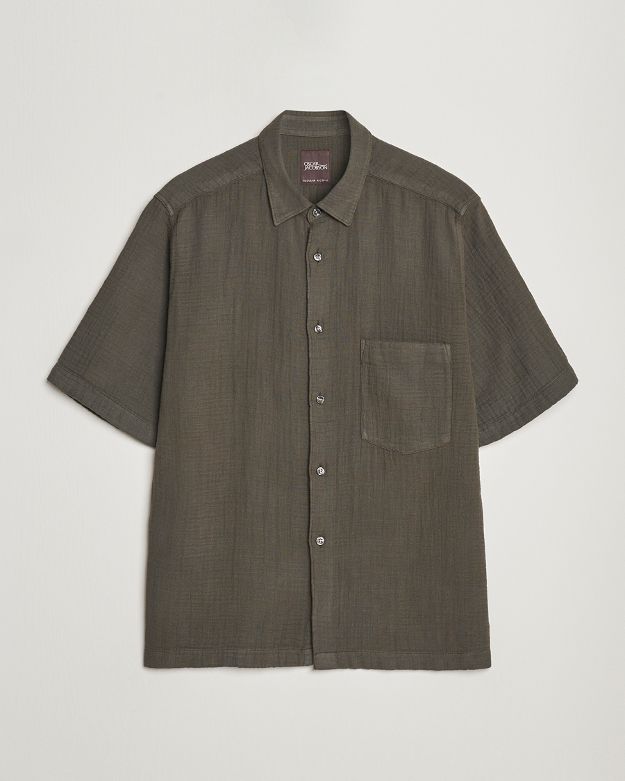 Herren | Hemden | Oscar Jacobson | Regular Fit City Crepe Cotton Shirt Green