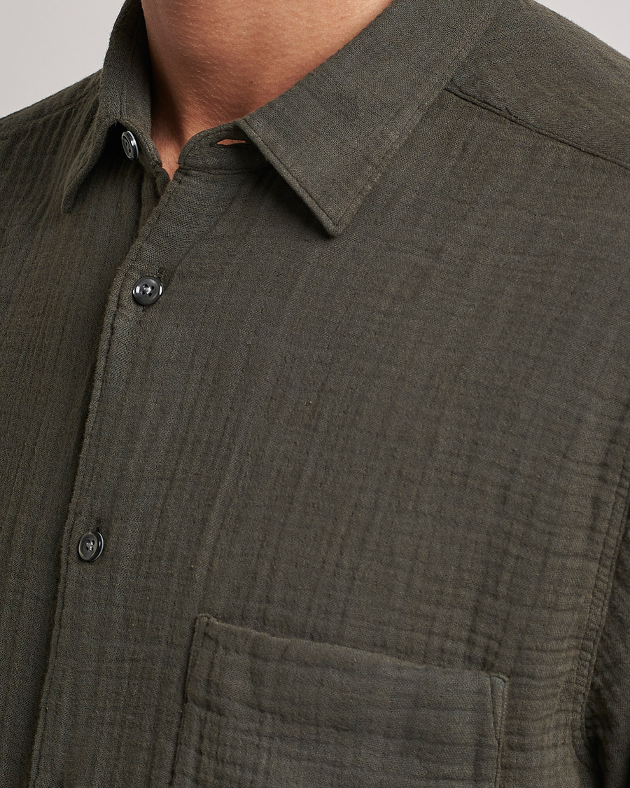 Herren | Hemden | Oscar Jacobson | Regular Fit City Crepe Cotton Shirt Green