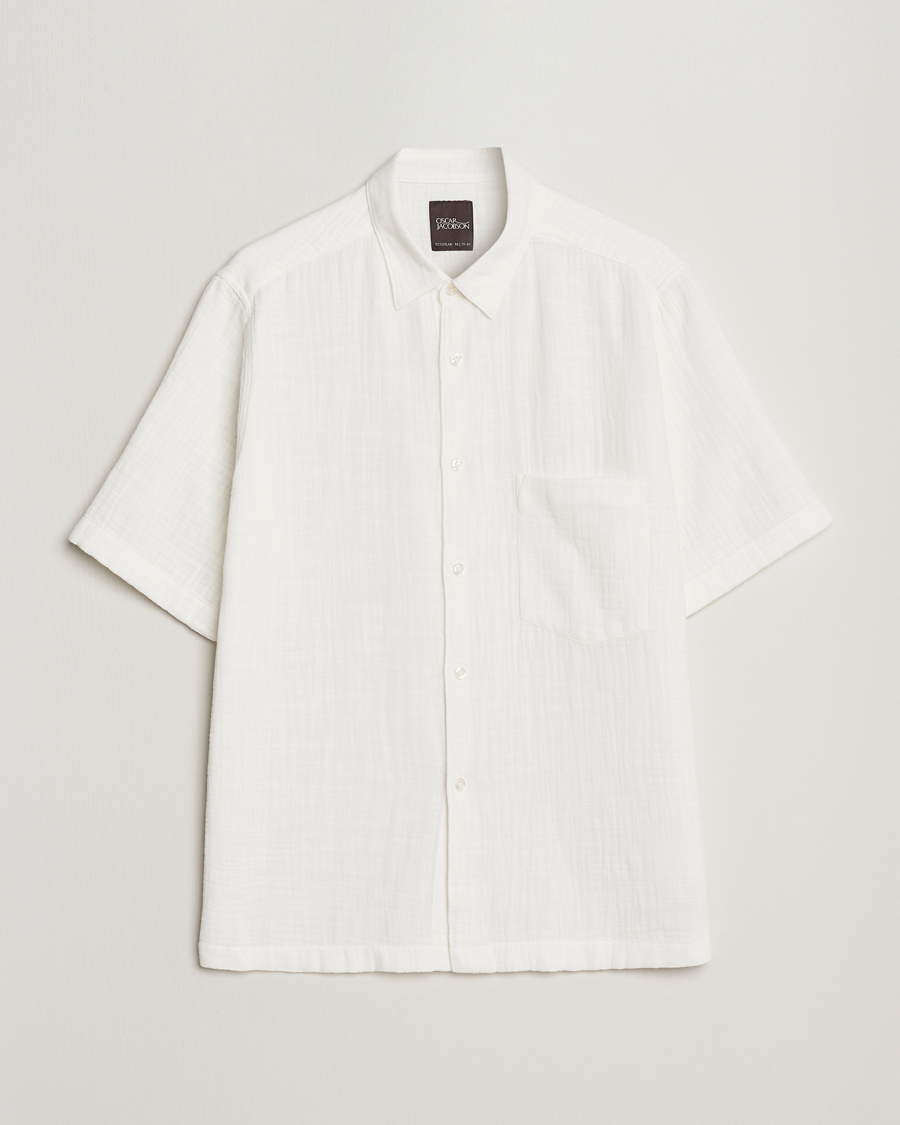 Herren | Hemden | Oscar Jacobson | Regular Fit City Crepe Linen Shirt Off White