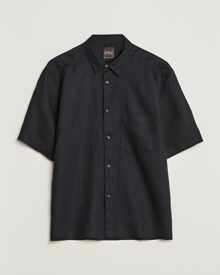 Herren | Hemden | Oscar Jacobson | Regular Fit City Signature Linen Shirt Black