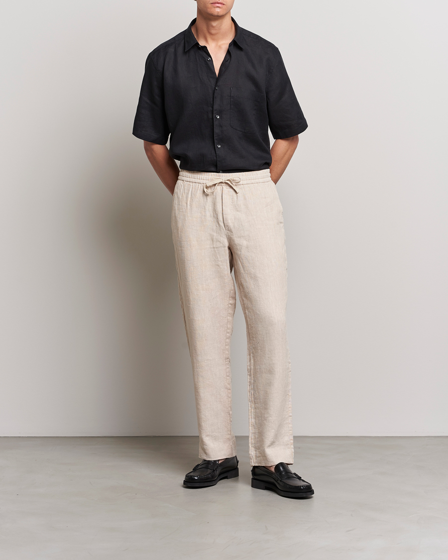 Herren | Hemden | Oscar Jacobson | Regular Fit City Signature Linen Shirt Black