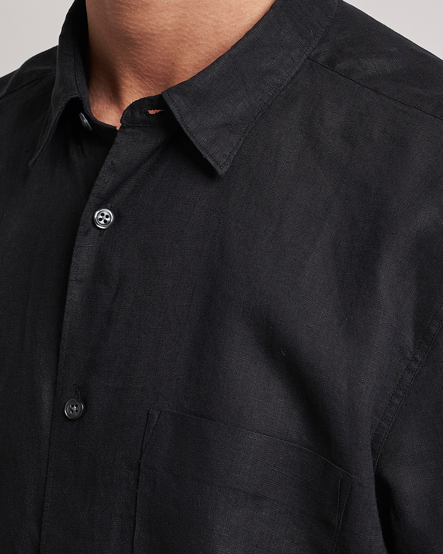 Herren | Hemden | Oscar Jacobson | Regular Fit City Signature Linen Shirt Black