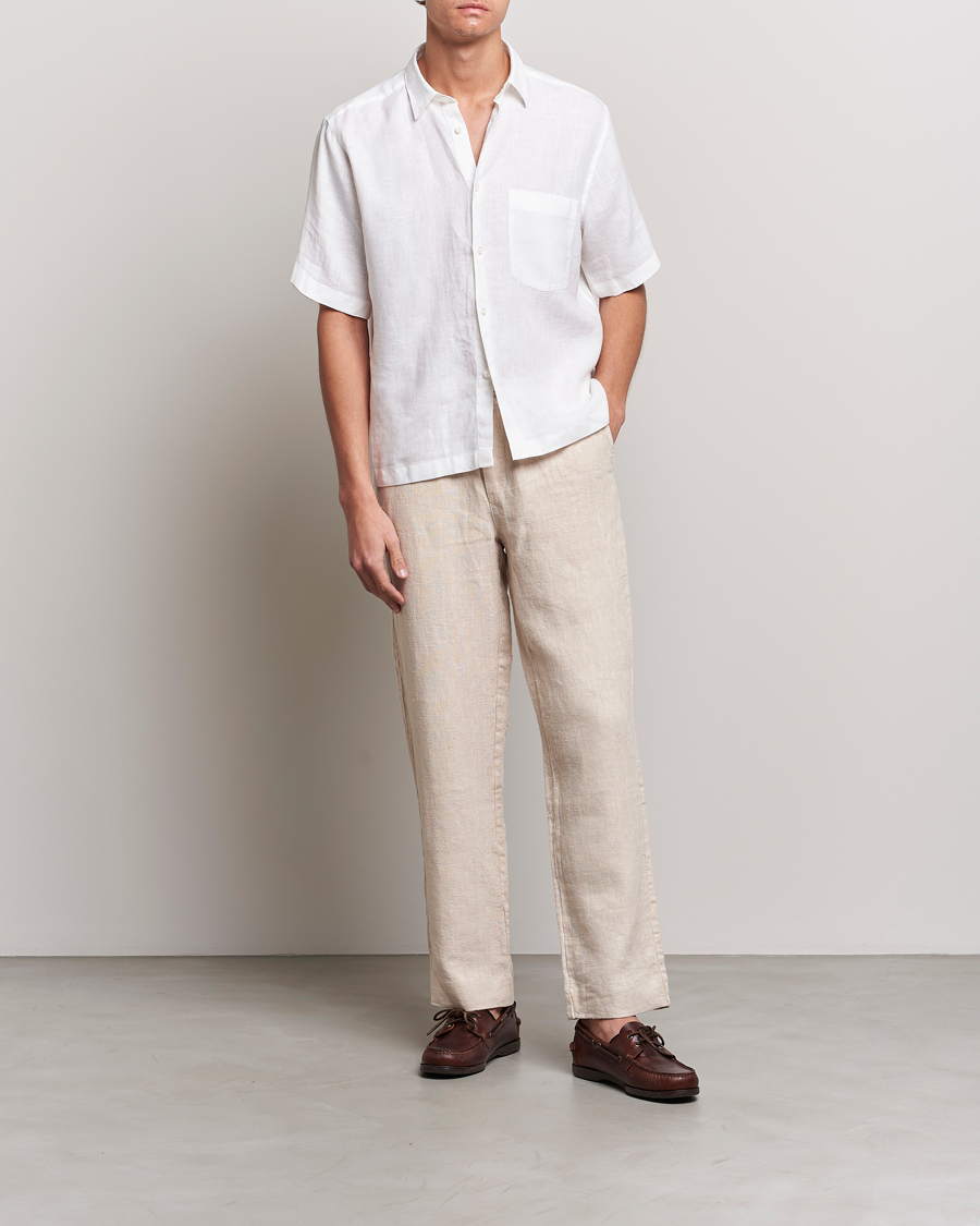 Herren | Hemden | Oscar Jacobson | Regular Fit City Signature Linen Shirt White