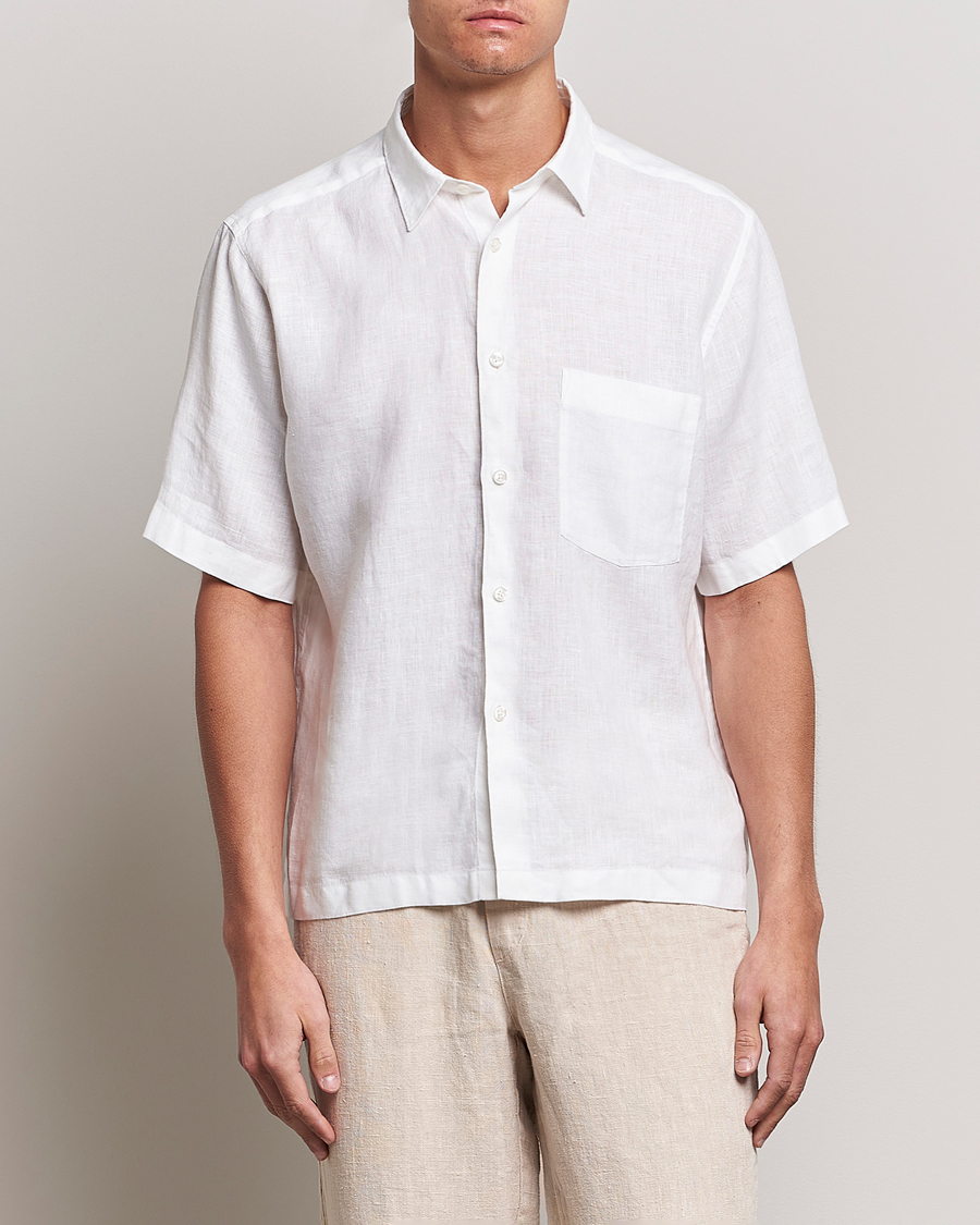 Herren | Hemden | Oscar Jacobson | Regular Fit City Signature Linen Shirt White