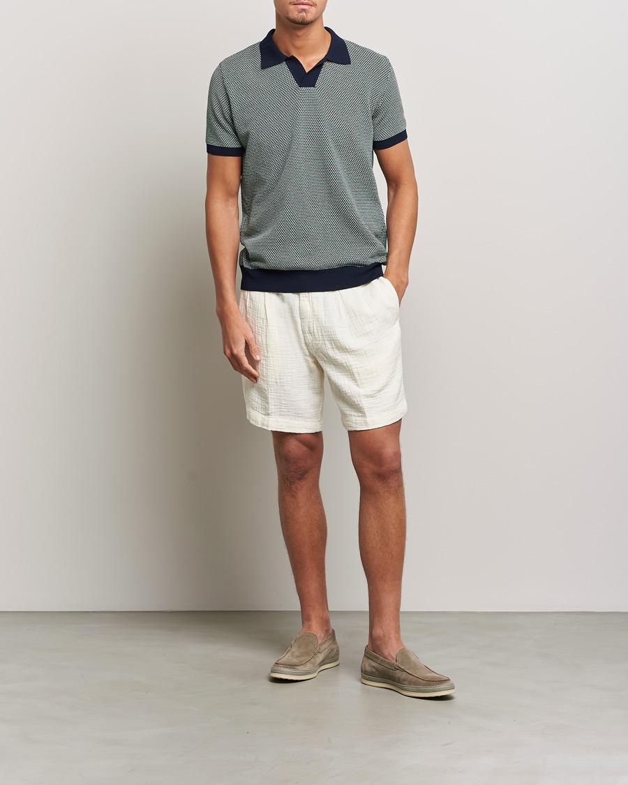 Herren | Shorts | Oscar Jacobson | Tanker Pleated Crepe Cotton Shorts White