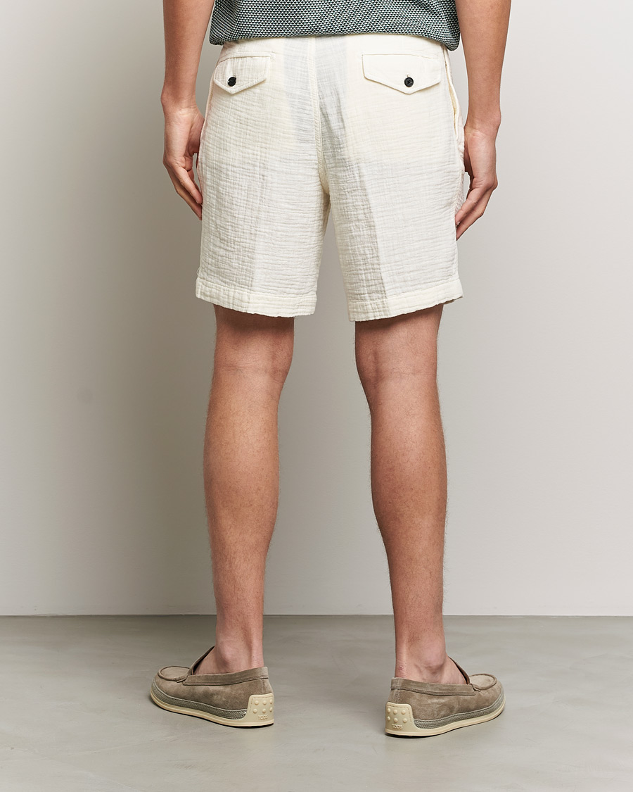Herren | Shorts | Oscar Jacobson | Tanker Pleated Crepe Cotton Shorts White