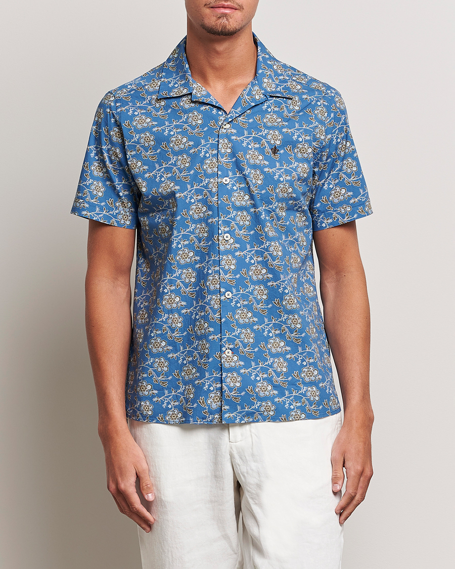 Herren | Hemden | Morris | Printed Short Sleeve Shirt Blue