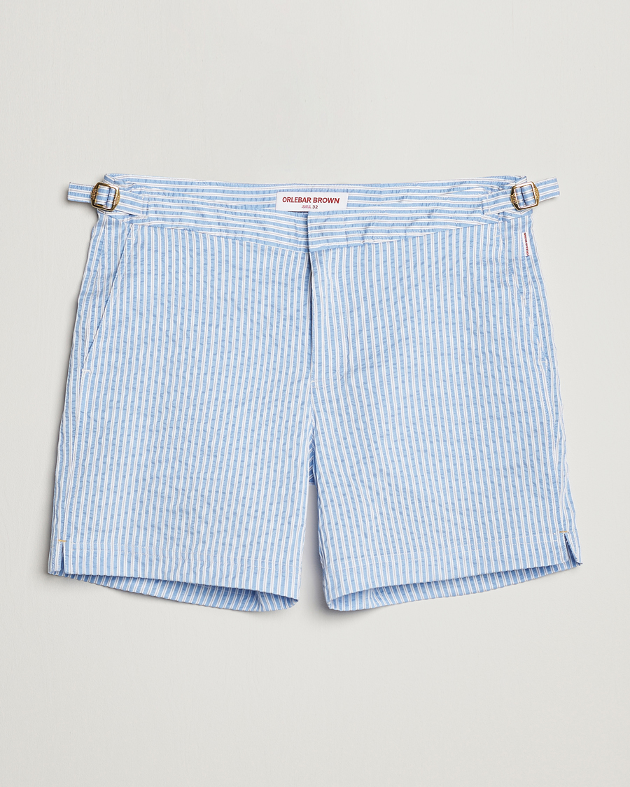 Herren | Badehosen | Orlebar Brown | Bulldog Classic Stripe Swimshorts White/Light Island Sky